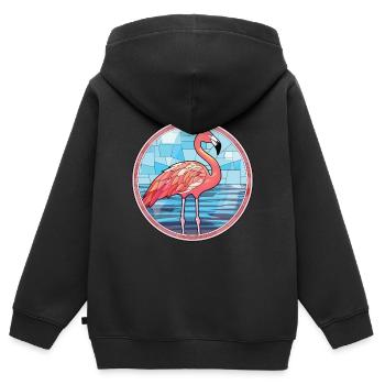 Flamingo bunte Aquarell-Tierillustration - Kinder Premium Organic Zip Hoodie - Schwarz - Hinten - AI Model Kid Male (0cm)
