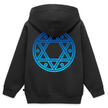 Sceau de Salomon, étoile de David, hexagramme, amulette - Sweat Premium à capuche zippé enfant bio - noir - Dos - AI Model Kid Male (0cm)