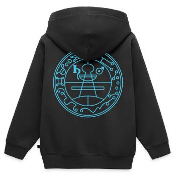 Sceau secret Salomon Magie, Occultisme, Amulette - Sweat Premium à capuche zippé enfant bio - noir - Dos - AI Model Kid Male (0cm)