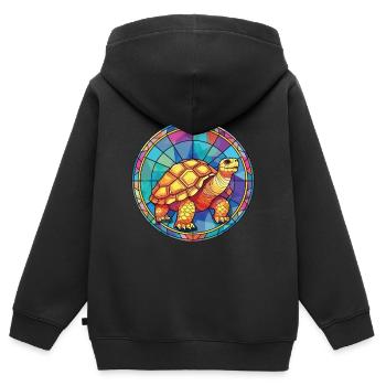 Schildkröte buntes Aquarell Tier Illustration - Kinder Premium Organic Zip Hoodie - Schwarz - Hinten - AI Model Kid Male (0cm)
