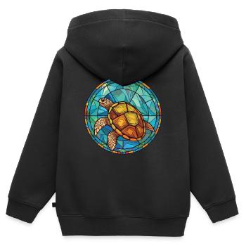 Schildkröte buntes Aquarell Tier Haustier Illustration - Kinder Premium Organic Zip Hoodie - Schwarz - Hinten - AI Model Kid Male (0cm)