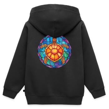 Schildkröte buntes Aquarell Tier Haustier Illustration - Kinder Premium Organic Zip Hoodie - Schwarz - Hinten - AI Model Kid Male (0cm)