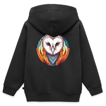 Schleiereule bunte Aquarell-Tier-Illustration - Kinder Premium Organic Zip Hoodie - Schwarz - Hinten - AI Model Kid Male (0cm)