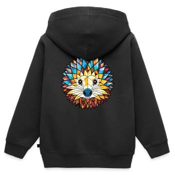 Igel Buntes Aquarell Tier Illustration - Kinder Premium Organic Zip Hoodie - Schwarz - Hinten - AI Model Kid Male (0cm)