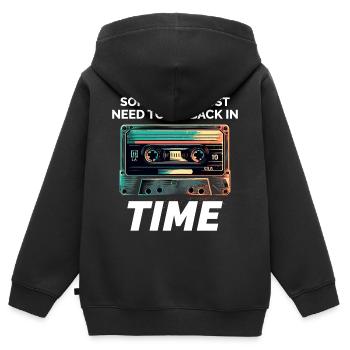 Cassette vintage des années 80 : Voyage dans le temps avec style - Sweat Premium à capuche zippé enfant bio - noir - Dos - AI Model Kid Male (0cm)