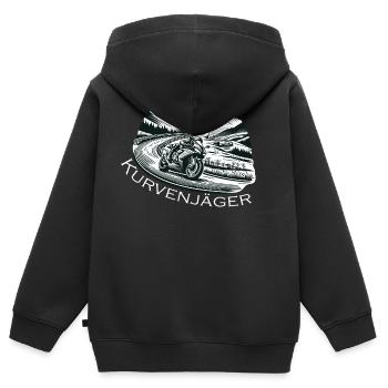 Kurvenjäger, das Motorrad Design für Liebhaber - Kinder Premium Organic Zip Hoodie - Schwarz - Hinten - AI Model Kid Male (0cm)