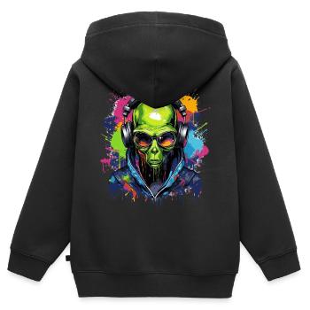 Alien Discjockey - Kinder Premium Organic Zip Hoodie - Schwarz - Hinten - AI Model Kid Male (0cm)