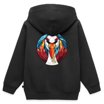 Cygne aquarelle colorée Animal animal de compagnie Illustration - Sweat Premium à capuche zippé enfant bio - noir - Dos - AI Model Kid Male (0cm)
