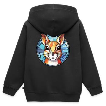 Chipmunk coloré aquarelle Animal Illustration - Sweat Premium à capuche zippé enfant bio - noir - Dos - AI Model Kid Male (0cm)