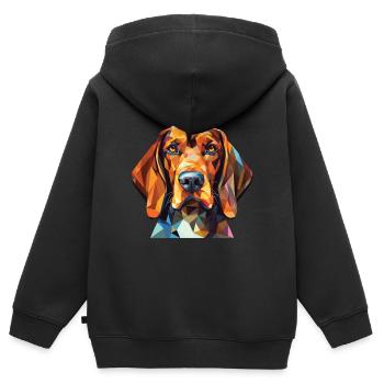 Amerikanisch Englisch Coonhound Hunderasse Aquarell - Kinder Premium Organic Zip Hoodie - Schwarz - Hinten - AI Model Kid Male (0cm)