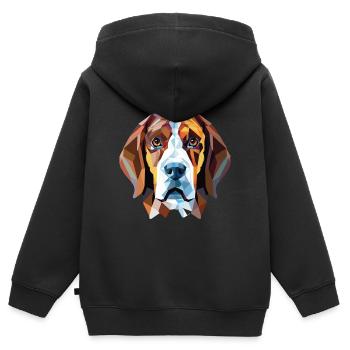 Anglos Français De Petite Venerie Hund Aquarell - Kinder Premium Organic Zip Hoodie - Schwarz - Hinten - AI Model Kid Male (0cm)