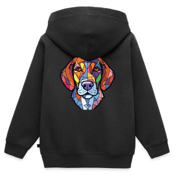 Cao De Castro Laboreiro Hunderasse Aquarellglas - Kinder Premium Organic Zip Hoodie - Schwarz - Hinten - AI Model Kid Male (0cm)