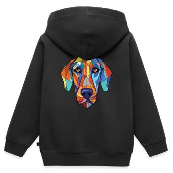 Braque Saint Germain chien race aquarelle colorée - Sweat Premium à capuche zippé enfant bio - noir - Dos - AI Model Kid Male (0cm)
