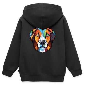 Chien de berger des Carpates race aquarelle colorée - Sweat Premium à capuche zippé enfant bio - noir - Dos - AI Model Kid Male (0cm)