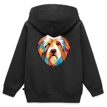 Catalan Sheepdog Dog Breed Watercolor Illustration - Kids Premium Organic Zip-up Hoodie - black - Back - AI Model Kid Male (0cm)