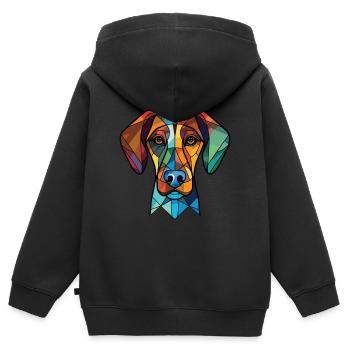Cao De Castro Laboreiro Hunderasse Aquarellglas - Kinder Premium Organic Zip Hoodie - Schwarz - Hinten - AI Model Kid Male (0cm)