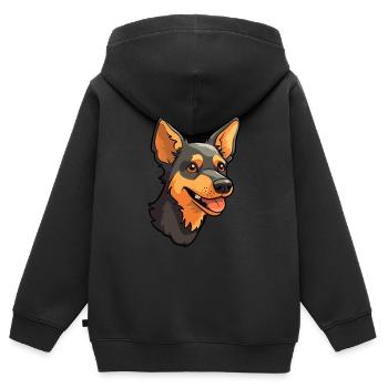 Lancashire Heeler Hunderasse Cartoon Kawaii Illustration - Kinder Premium Organic Zip Hoodie - Schwarz - Hinten - AI Model Kid Male (0cm)