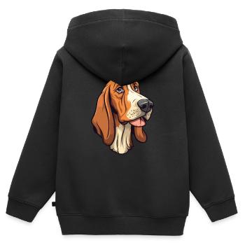 Hannoveraner Hund Rasse Cartoon Kawaii Illustration - Kinder Premium Organic Zip Hoodie - Schwarz - Hinten - AI Model Kid Male (0cm)