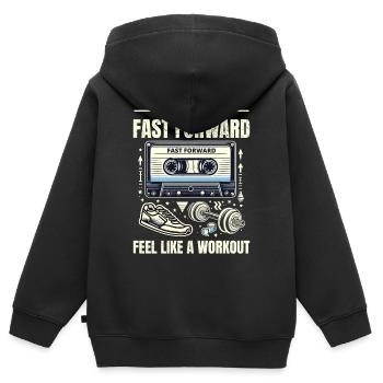 Cassette d'entraînement rétro des années 80, entraînement de remise en forme - Sweat Premium à capuche zippé enfant bio - noir - Dos - AI Model Kid Male (0cm)