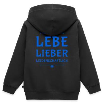 lebe dein Leben leidenschaftlich - Kinder Premium Organic Zip Hoodie - Schwarz - Hinten - AI Model Kid Male (0cm)