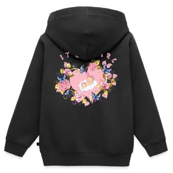C’est une fille fille Naissance Fille Baby Shower Baby Shower - Sweat Premium à capuche zippé enfant bio - noir - Dos - AI Model Kid Male (0cm)