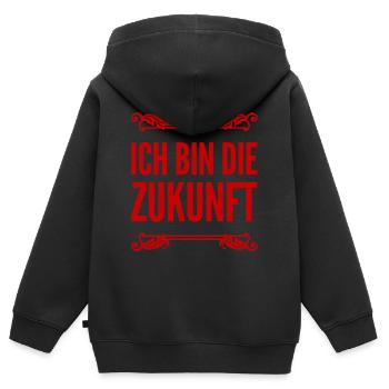 ich bin die Zukunft - Kinder Premium Organic Zip Hoodie - Schwarz - Hinten - AI Model Kid Male (0cm)