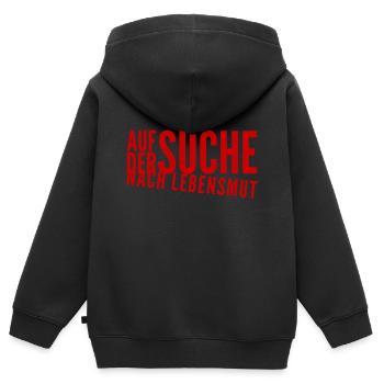 wo ist mein Mut - Kinder Premium Organic Zip Hoodie - Schwarz - Hinten - AI Model Kid Male (0cm)