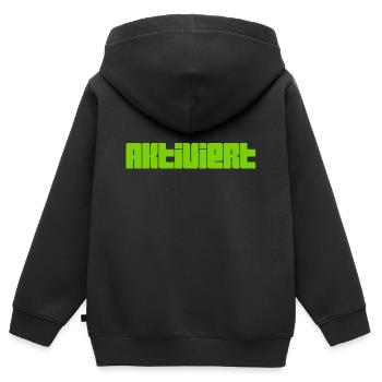 aktiviert - Kinder Premium Organic Zip Hoodie - Schwarz - Hinten - AI Model Kid Male (0cm)