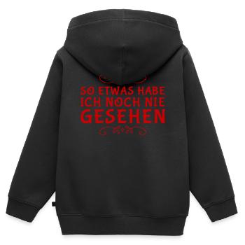 das ist neu für mich - Kinder Premium Organic Zip Hoodie - Schwarz - Hinten - AI Model Kid Male (0cm)