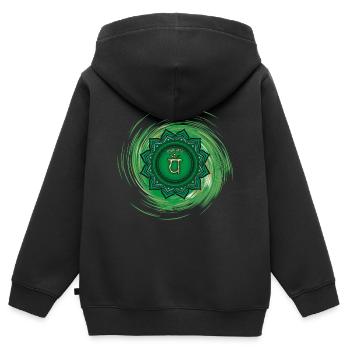 Anahata Viertes Chakra - Kinder Premium Organic Zip Hoodie - Schwarz - Hinten - AI Model Kid Male (0cm)
