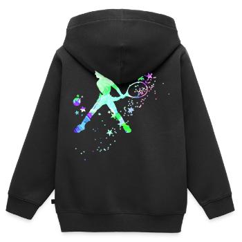 tennis,rückhand,tennisspielerin,Mädchen,kind - Kinder Premium Organic Zip Hoodie - Schwarz - Hinten - AI Model Kid Male (0cm)