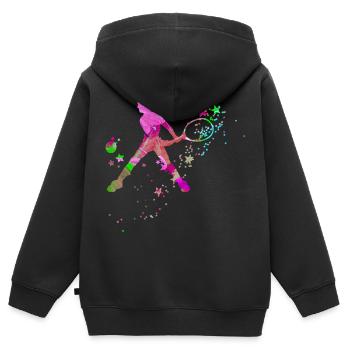 tennis,rückhand,tennisspielerin,Mädchen,kind - Kinder Premium Organic Zip Hoodie - Schwarz - Hinten - AI Model Kid Male (0cm)