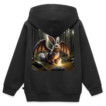 Dragon cracheur de feu lapin #15 - Sweat Premium à capuche zippé enfant bio - noir - Dos - AI Model Kid Male (0cm)