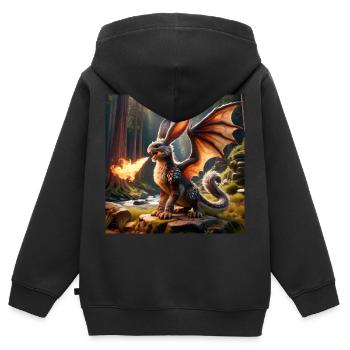 Dragon Lapin Cracheur de Feu #11 - Sweat Premium à capuche zippé enfant bio - noir - Dos - AI Model Kid Male (0cm)