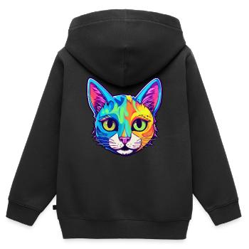 Bombay Cat Breed Aquarelle Cartoon Kawaii Pet - Sweat Premium à capuche zippé enfant bio - noir - Dos - AI Model Kid Male (0cm)