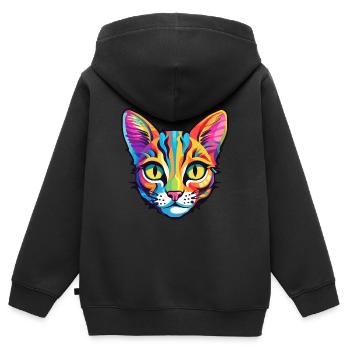 Bambino Katze Rasse Aquarell Cartoon Kawaii Haustier - Kinder Premium Organic Zip Hoodie - Schwarz - Hinten - AI Model Kid Male (0cm)