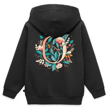 O typography floral - Kinder Premium Organic Zip Hoodie - Schwarz - Hinten - AI Model Kid Male (0cm)
