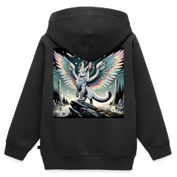 Mythischer Hasendrache - Kinder Premium Organic Zip Hoodie - Schwarz - Hinten - AI Model Kid Male (0cm)