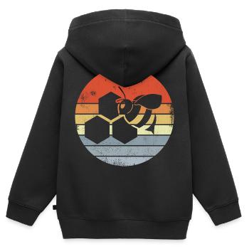 Honigbiene Zeichnung - Kinder Premium Organic Zip Hoodie - Schwarz - Hinten - AI Model Kid Male (0cm)