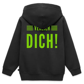 geh weg - Kinder Premium Organic Zip Hoodie - Schwarz - Hinten - AI Model Kid Male (0cm)