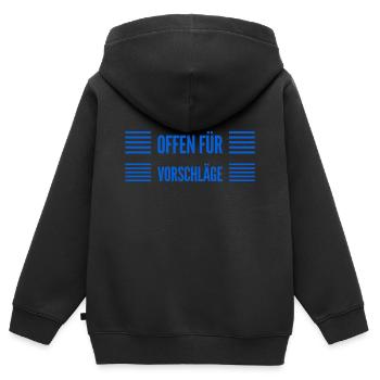 Vorschläge sind willkommen - Kinder Premium Organic Zip Hoodie - Schwarz - Hinten - AI Model Kid Male (0cm)