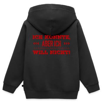 ich könnte wenn ich wöllte - Kinder Premium Organic Zip Hoodie - Schwarz - Hinten - AI Model Kid Male (0cm)