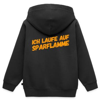 ich laufe auf Sparflamme - Kinder Premium Organic Zip Hoodie - Schwarz - Hinten - AI Model Kid Male (0cm)