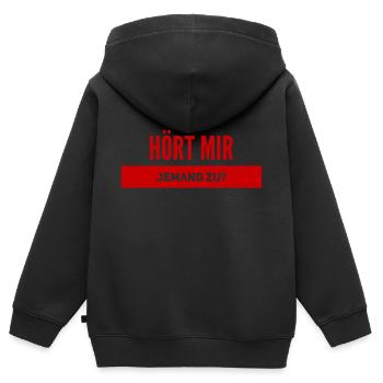 habe ich ein Publikum? - Kinder Premium Organic Zip Hoodie - Schwarz - Hinten - AI Model Kid Male (0cm)
