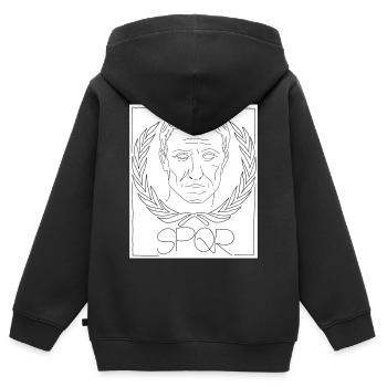 Jules César SPQR imperium romanum Rome César rome - Sweat Premium à capuche zippé enfant bio - noir - Dos - AI Model Kid Male (0cm)