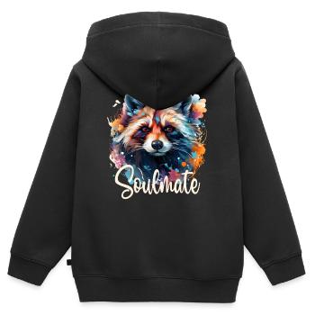 Âme soeur - Sweat Premium à capuche zippé enfant bio - noir - Dos - AI Model Kid Male (0cm)