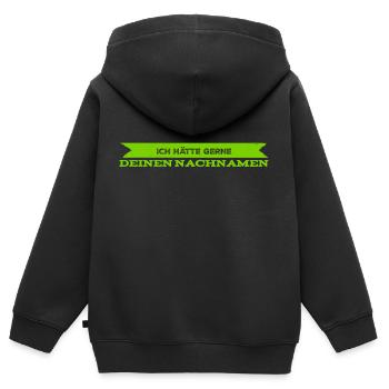 wollen wir heiraten? - Kinder Premium Organic Zip Hoodie - Schwarz - Hinten - AI Model Kid Male (0cm)