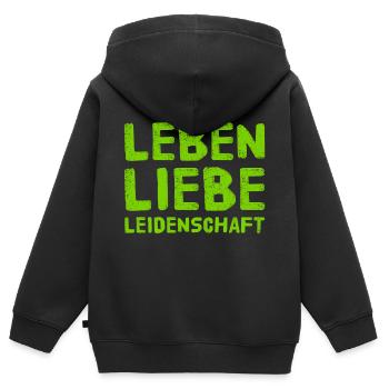 das ist mir wichtig - Kinder Premium Organic Zip Hoodie - Schwarz - Hinten - AI Model Kid Male (0cm)