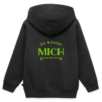 ich sage nein - Kinder Premium Organic Zip Hoodie - Schwarz - Hinten - AI Model Kid Male (0cm)