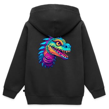 Basilisk Buntes Aquarell Cartoon Kawaii Tier - Kinder Premium Organic Zip Hoodie - Schwarz - Hinten - AI Model Kid Male (0cm)
